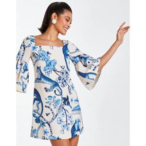 Elegant Blue and White Mini Dress